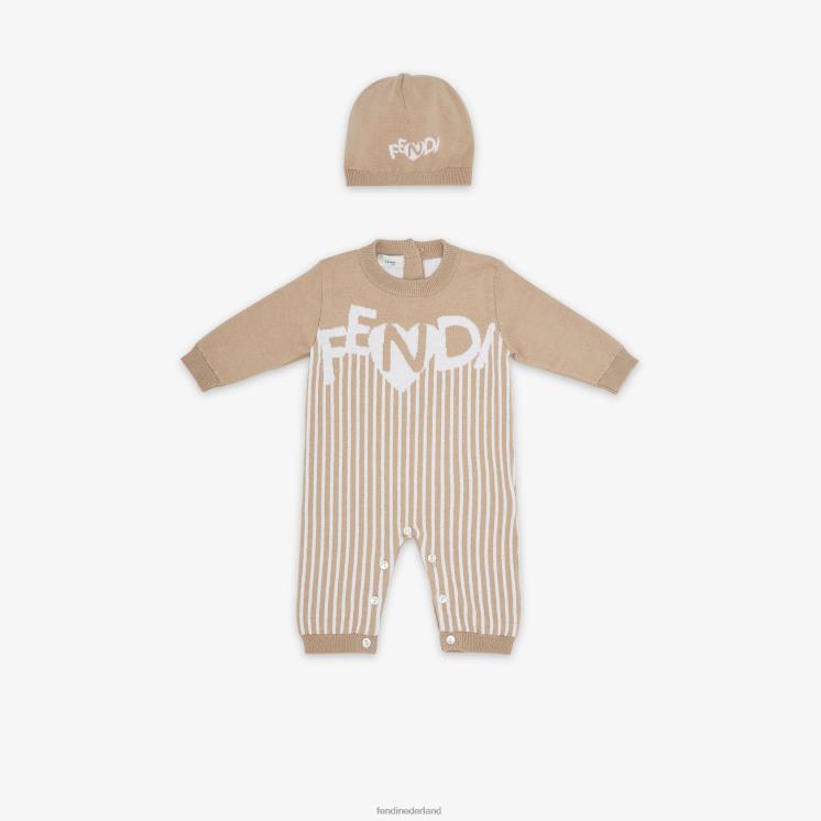 kinderen kleding Fendi 0J62L2752 gebreide babyset beige