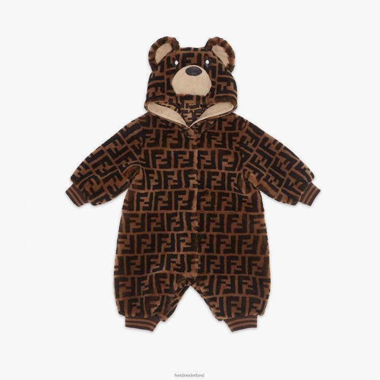 kinderen kleding Fendi 0J62L2753 Alles-in-één babypakje van schapenvacht met logo bruin