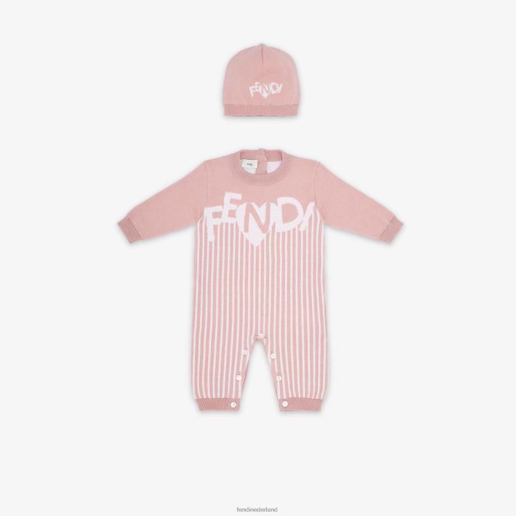 kinderen kleding Fendi 0J62L2754 gebreide babyset roze