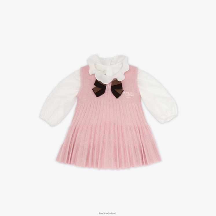 kinderen kleding Fendi 0J62L2756 gebreide babyjurk roze