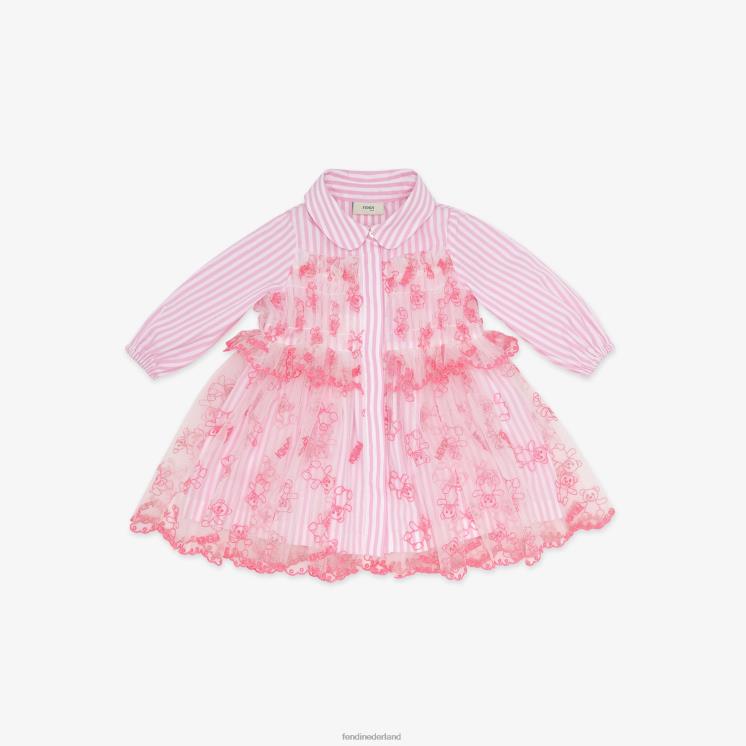 kinderen kleding Fendi 0J62L2759 Neon popeline en tule babyjurkje roze