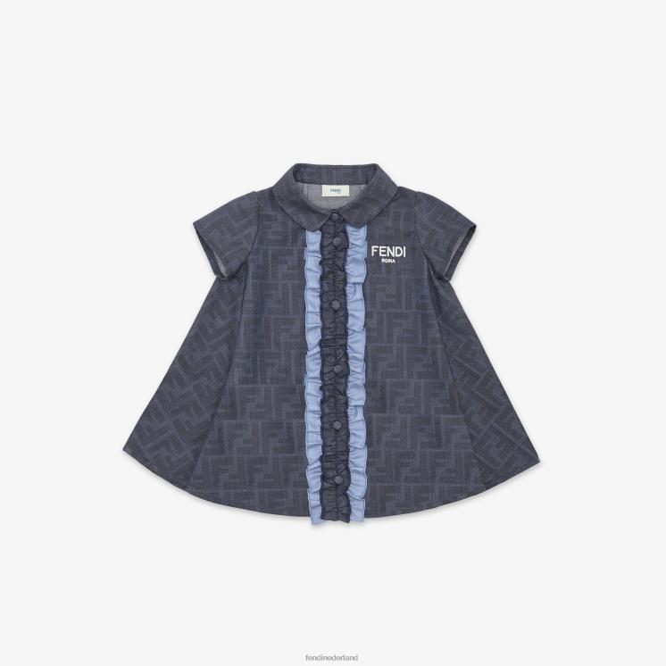 kinderen kleding Fendi 0J62L2766 chambray babyjurkje blauw