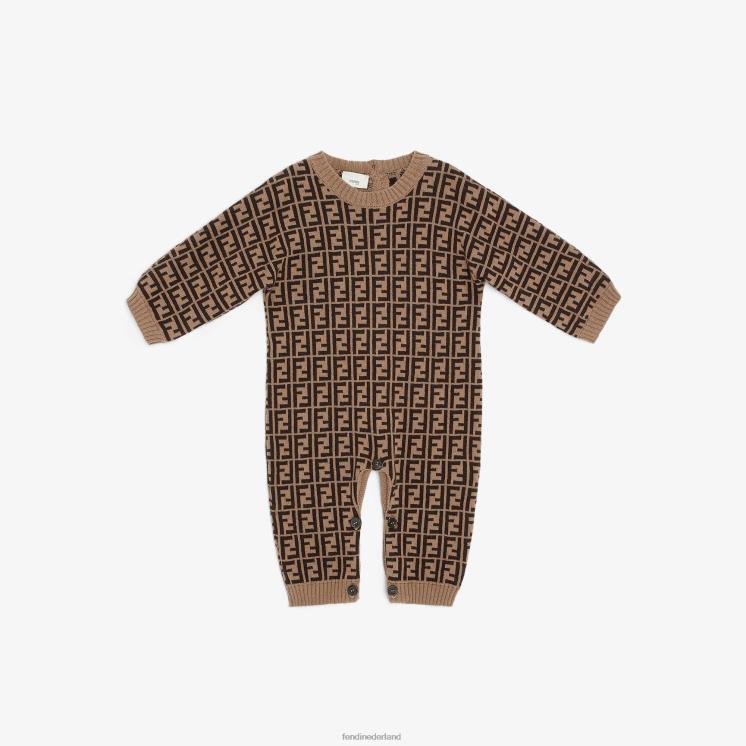 kinderen kleding Fendi 0J62L2781 onesie van tabakskatoen en kasjmier mode