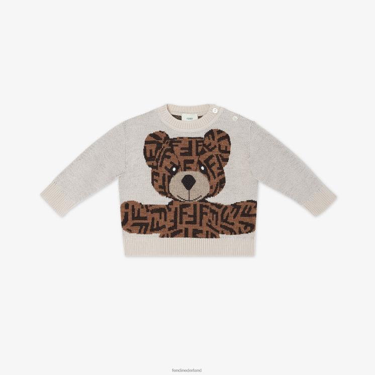 kinderen kleding Fendi 0J62L2784 babytrui van scheerwol met teddybeer mode