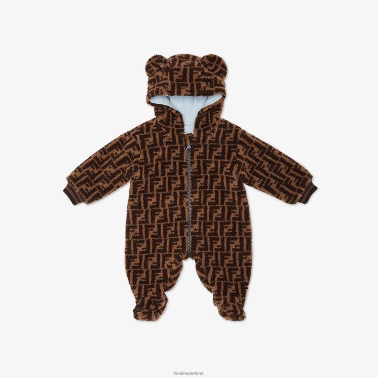 kinderen kleding Fendi 0J62L2785 Maxi-babyplaysuit van teddybeer van een wolmix met all-over ff-logo mode