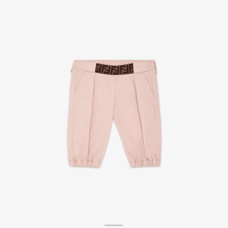 kinderen kleding Fendi 0J62L2824 katoenen broek met logoaccent roze