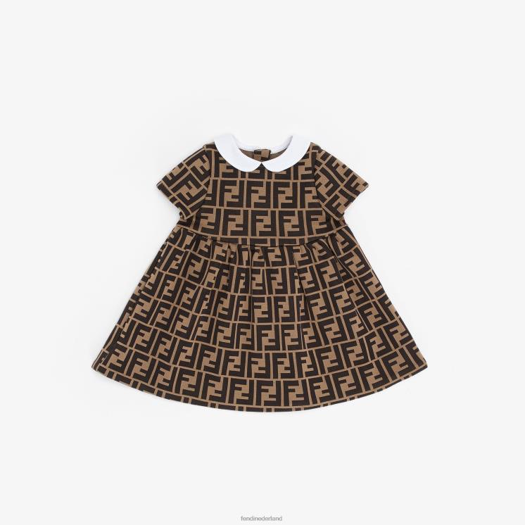 kinderen kleding Fendi 0J62L2843 stoffen babymeisjesjurkje bruin