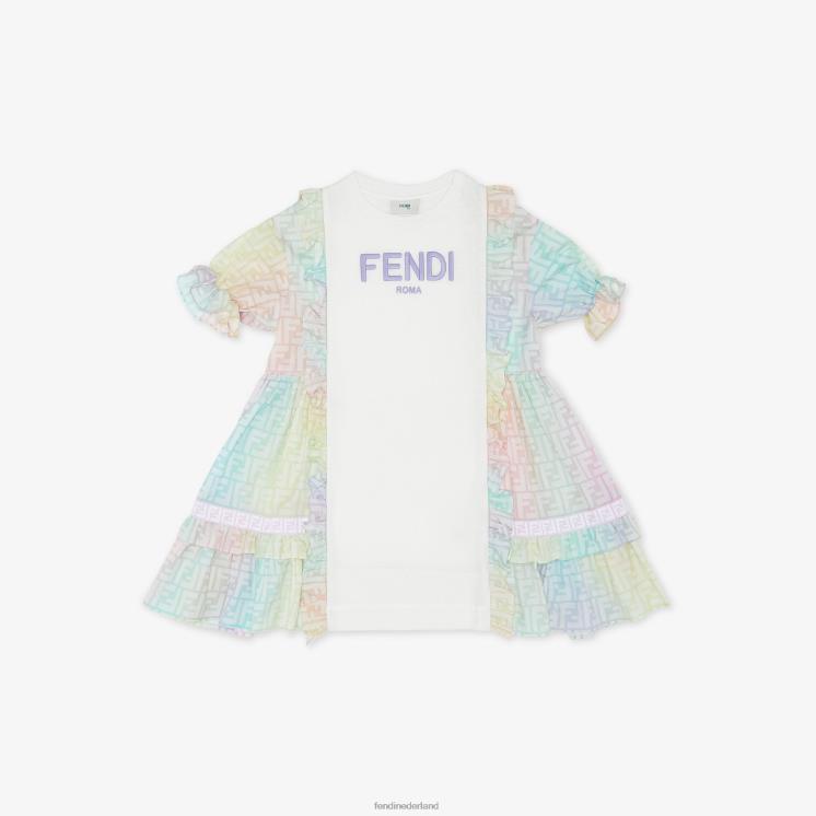 kinderen kleding Fendi 0J62L2874 jurk van jersey en multiff popeline veelkleurig