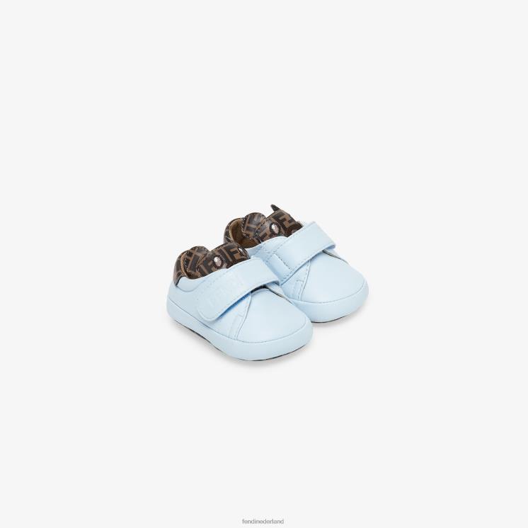 kinderen schoenen Fendi 0J62L2803 newborn schoentjes van leer lichtblauw