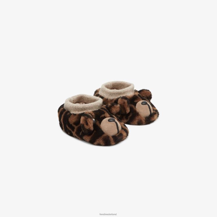 kinderen schoenen Fendi 0J62L2834 Babyslofjes van schapenvacht met logo veelkleurig