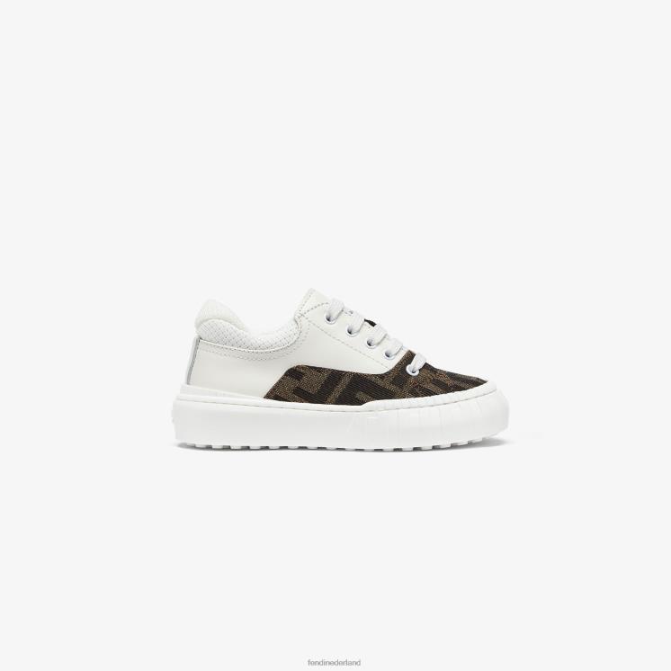 kinderen schoenen Fendi 0J62L2940 eerste stappen leren en stoffen sneakers met logo veelkleurig