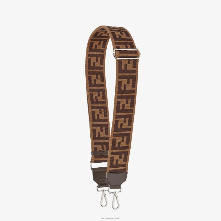 Heren accessoires Fendi 0J62L2336 schouderband van geweven stof bruin