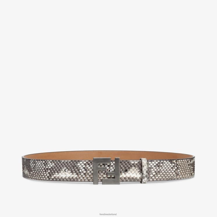 Heren accessoires Fendi 0J62L2425 Python leren riem grijs