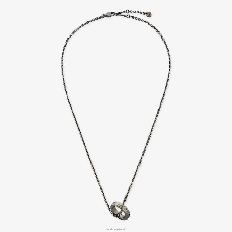 Heren juwelen Fendi 0J62L2708 ruthenium ketting zilver