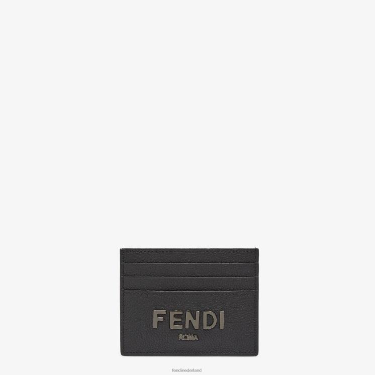 Heren accessoires Fendi 0J62L2609 kenmerkende leren kaarthouder zwart