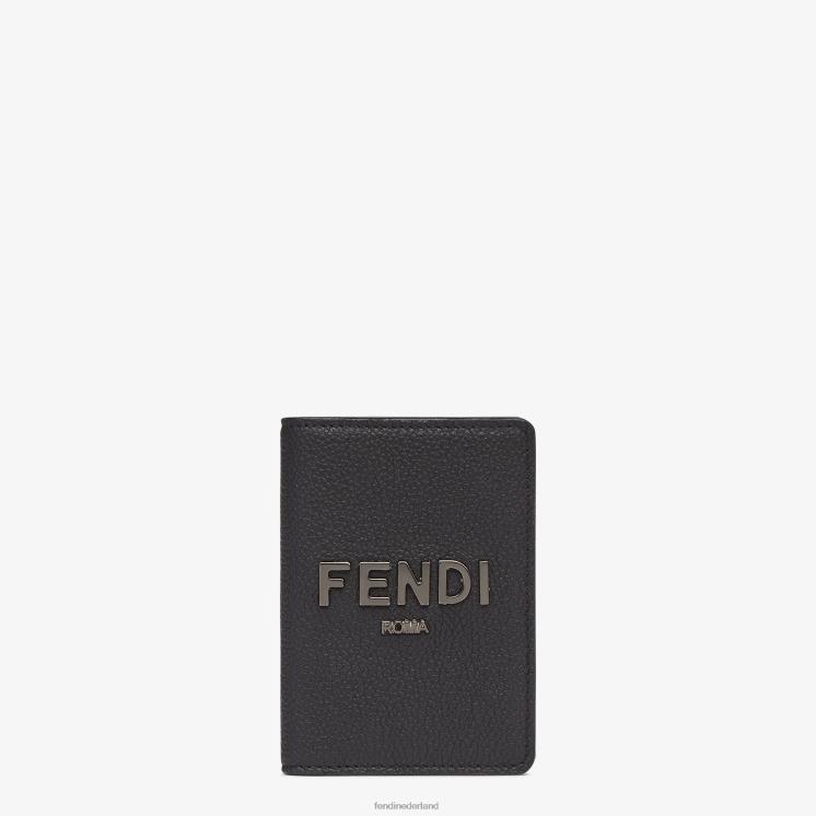 Heren accessoires Fendi 0J62L2614 kenmerkende leren kaarthouder zwart