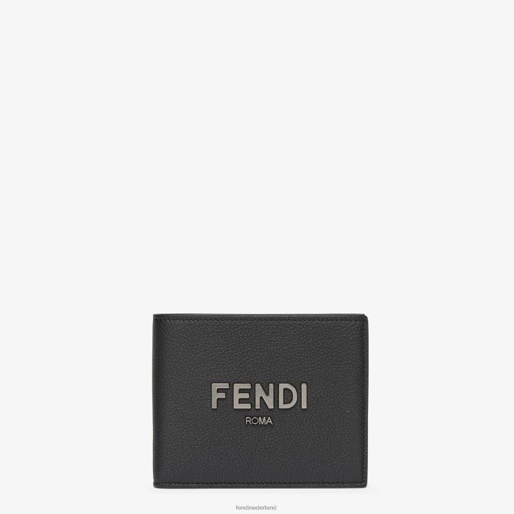 Heren accessoires Fendi 0J62L2612 kenmerkende lederen tweevoudige portemonnee zwart