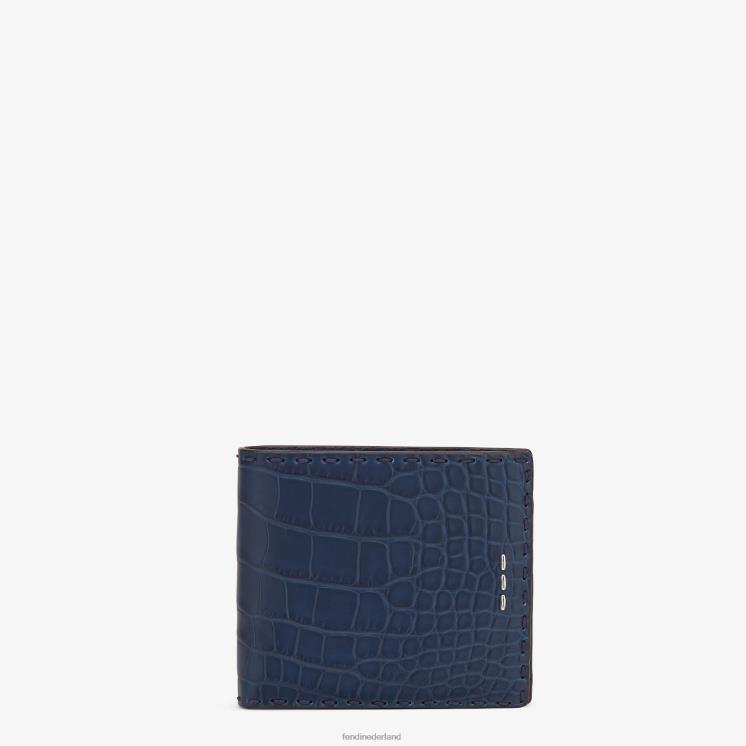 Heren accessoires Fendi 0J62L2674 Alligator lederen tweevoudige portemonnee blauw