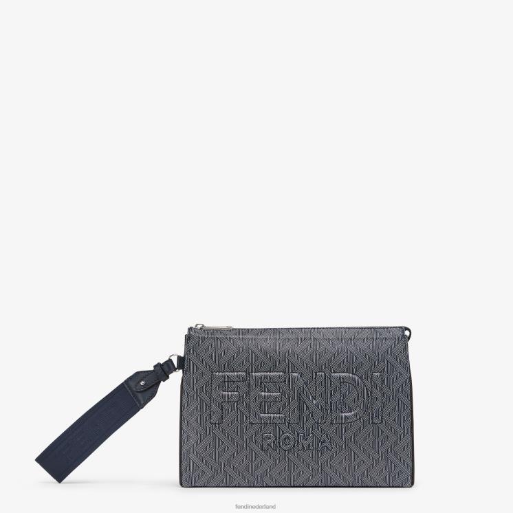 Heren accessoires Fendi 0J62L1792 Leren clutch met gestreepte ff-print veelkleurig