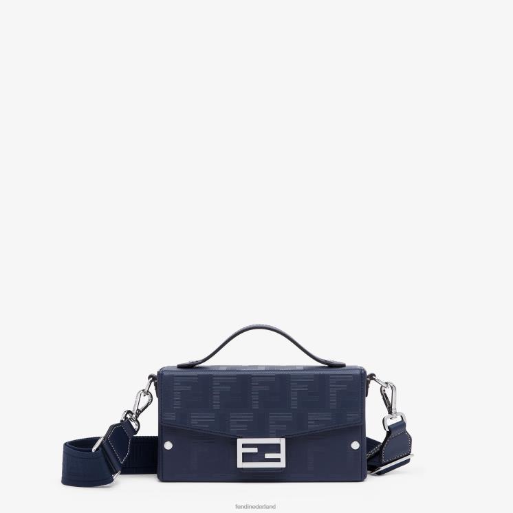 Heren accessoires Fendi 0J62L1800 zachte koffer van baguetteleer blauw