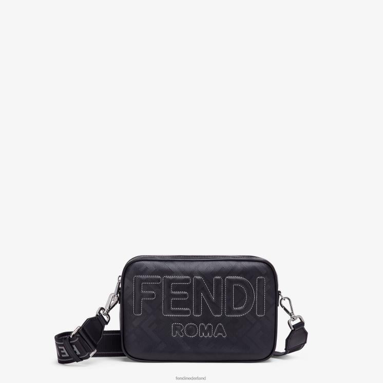 Heren accessoires Fendi 0J62L1811 leren tas met ff-print zwart