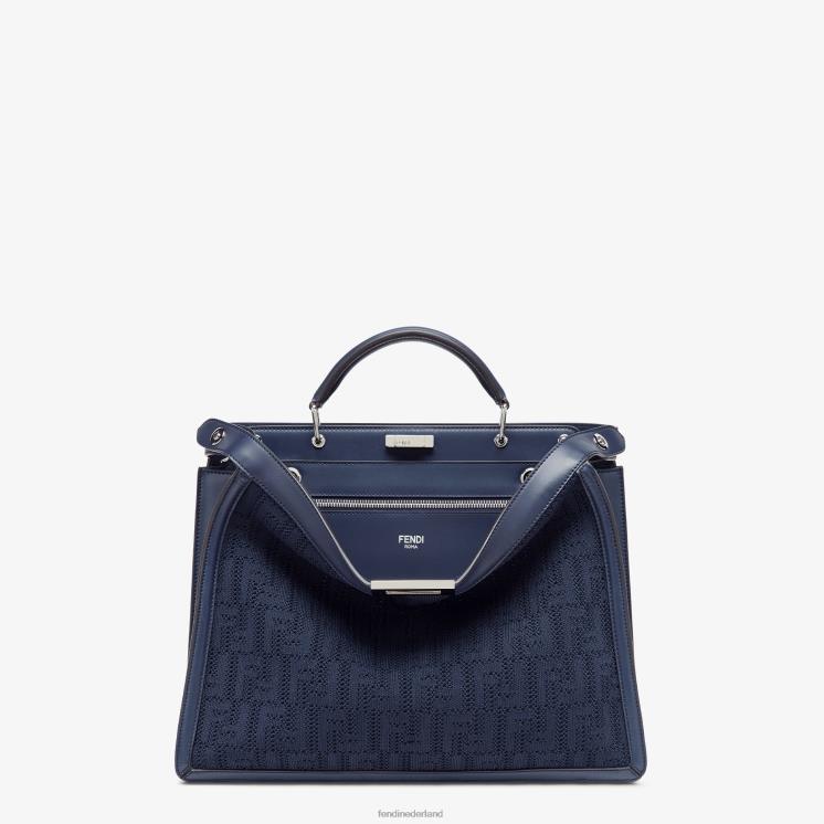 Heren accessoires Fendi 0J62L1831 ff gebreide en leren tas blauw