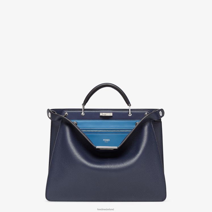 Heren accessoires Fendi 0J62L1833 Kiekeboe iseeu middelgrote leren tas blauw