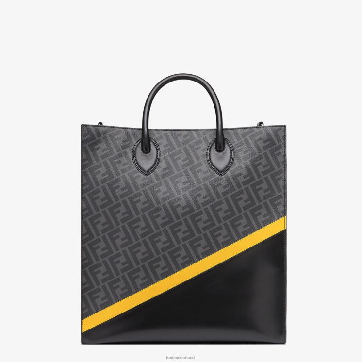 Heren accessoires Fendi 0J62L1843 tas van leer en ff stof zwart