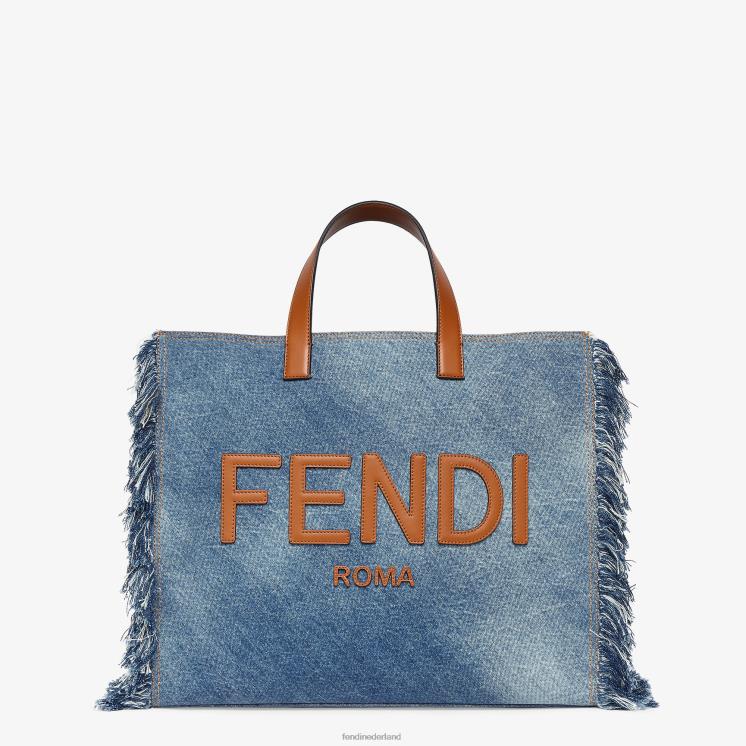 Heren accessoires Fendi 0J62L1868 denim tas met franje blauw