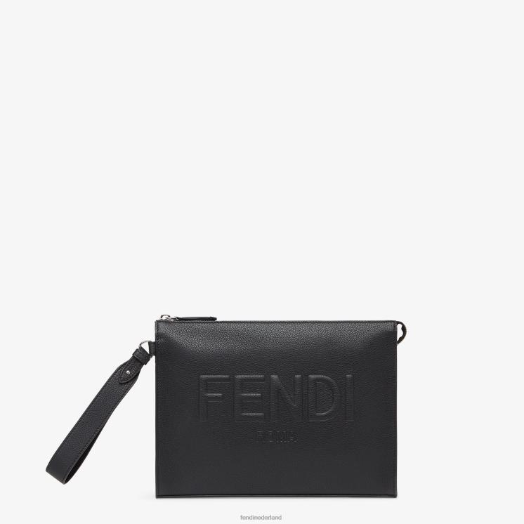 Heren accessoires Fendi 0J62L1841 clutch leren tasje zwart