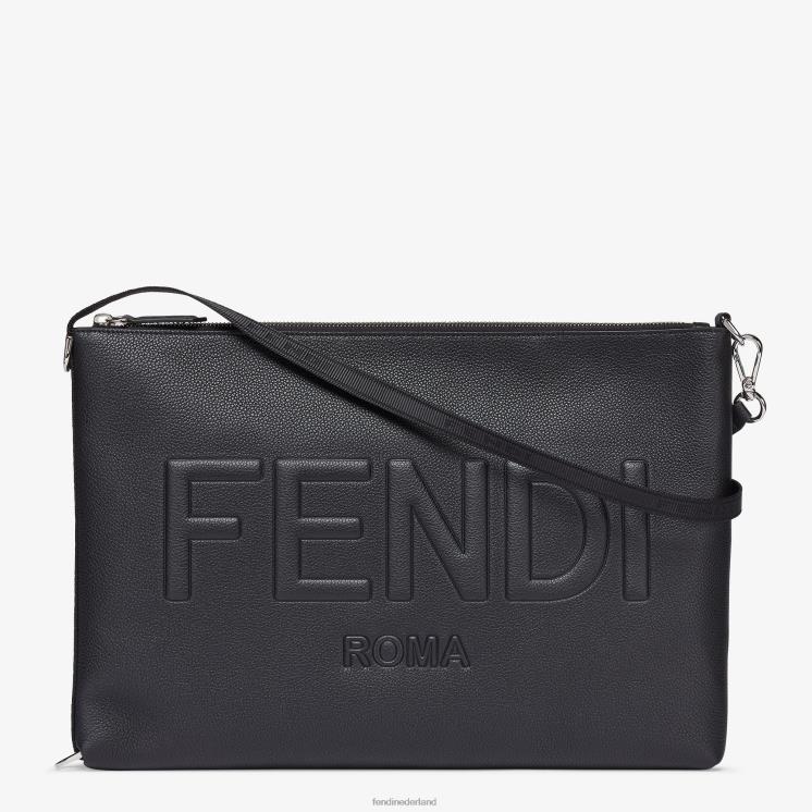 Heren accessoires Fendi 0J62L1878 kenmerkend leren pc-hoesje zwart