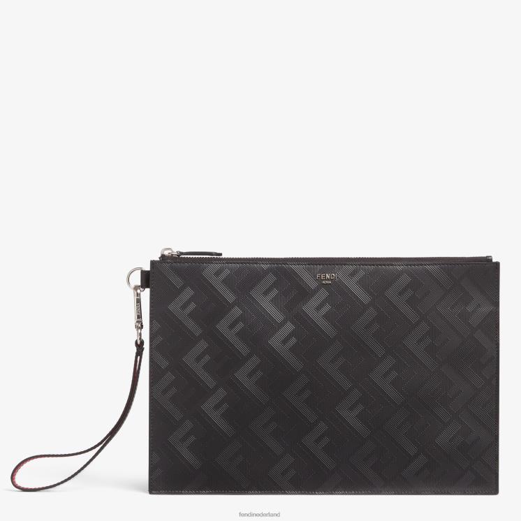 Heren accessoires Fendi 0J62L1882 ff schaduw leren tasje zwart