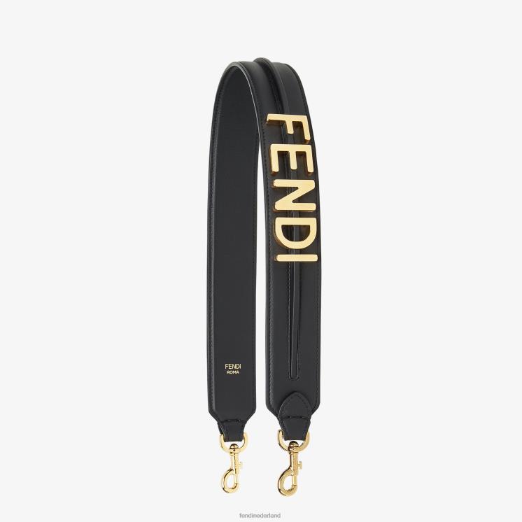 vrouwen accessoires Fendi 0J62L16 lederen schouderband zwart