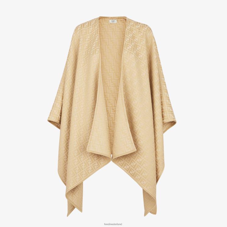 vrouwen accessoires Fendi 0J62L55 poncho van wol en zijde bruin