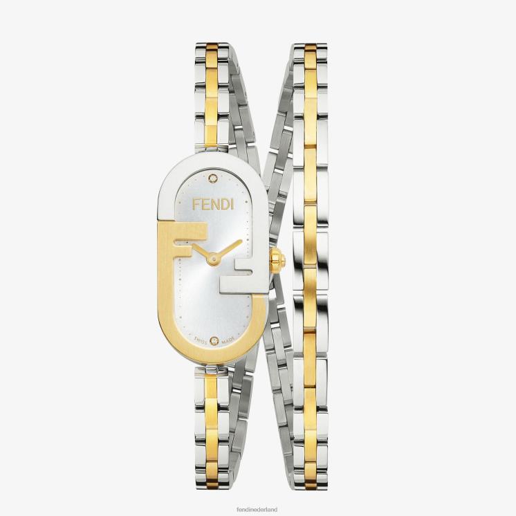 vrouwen accessoires Fendi 0J62L297 14,80 x 28,30 mm - ovaal horloge met o'lock-logo zilver goud