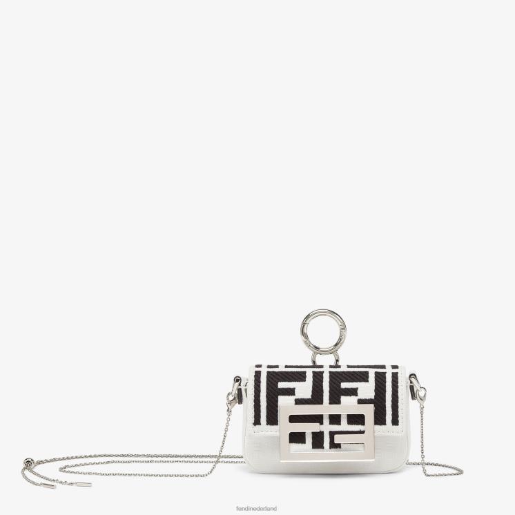 vrouwen accessoires Fendi 0J62L162 borduurcanvas charme wit