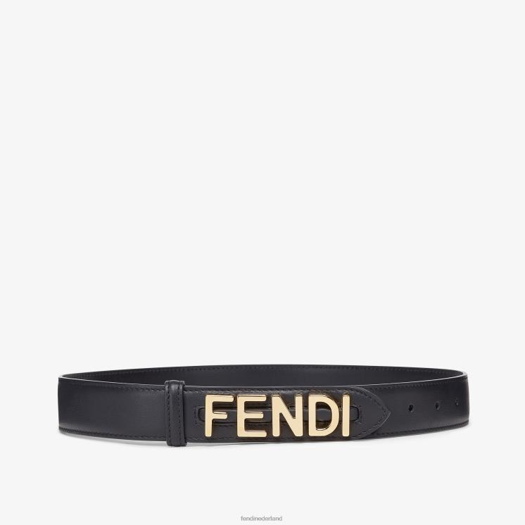 vrouwen accessoires Fendi 0J62L18 grafische leren riem zwart