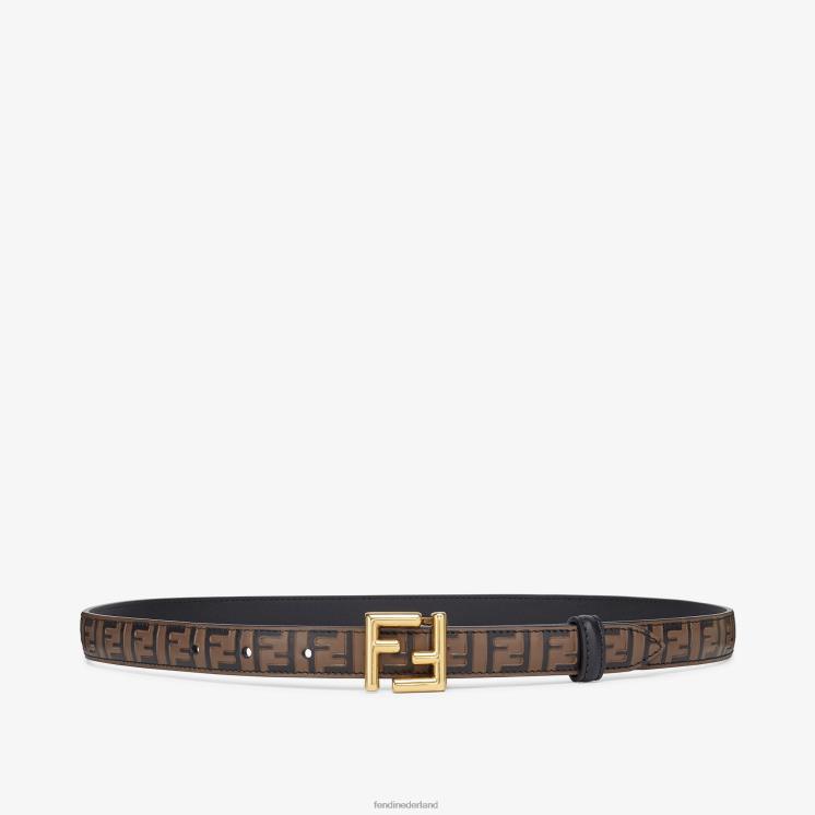 vrouwen accessoires Fendi 0J62L3 ff leren riem bruin