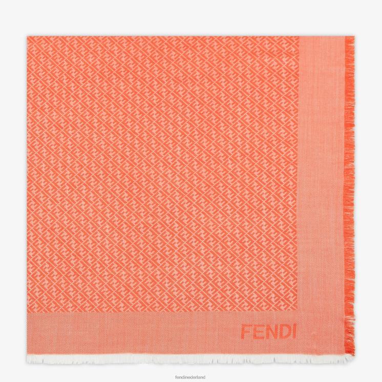 vrouwen accessoires Fendi 0J62L127 zijden en wollen sjaal oranje