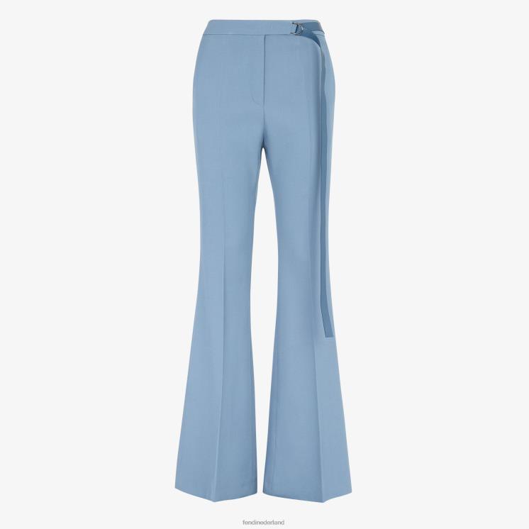 vrouwen kleding Fendi 0J62L1148 broek van wollen gabardine blauw