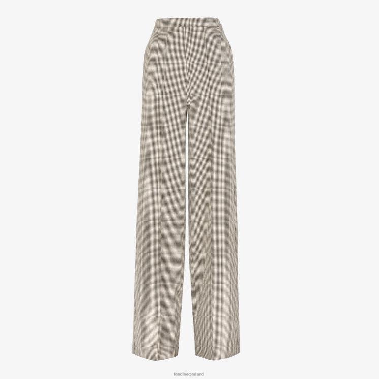 vrouwen kleding Fendi 0J62L1221 broek van pied-de-poule wol beige