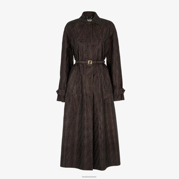 vrouwen kleding Fendi 0J62L945 ff trenchcoat van jacquardstof bruin