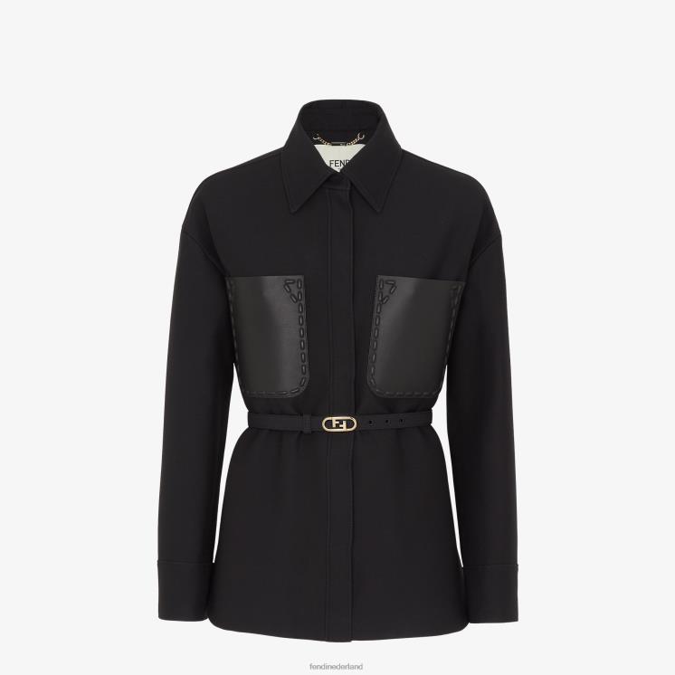 vrouwen kleding Fendi 0J62L1006 go-to-jas van wol en zijde zwart