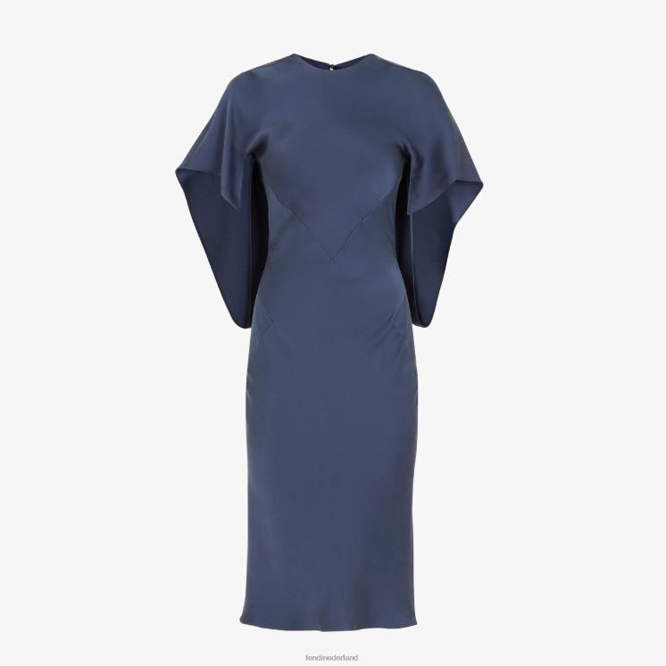 vrouwen kleding Fendi 0J62L1185 satijnen jurk blauw