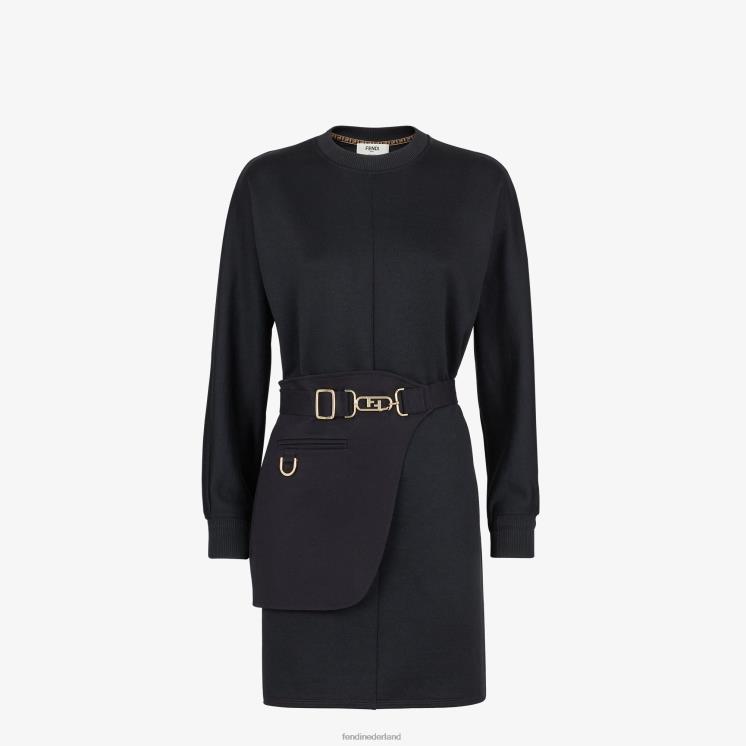 vrouwen kleding Fendi 0J62L1222 jersey jurk zwart