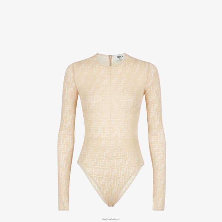 vrouwen kleding Fendi 0J62L968 kanten bodysuit beige