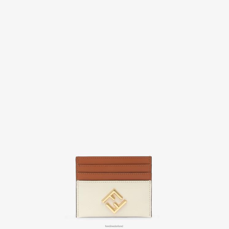 vrouwen accessoires Fendi 0J62L1429 tweekleurige en camellia lederen platte kaarthouder veelkleurig