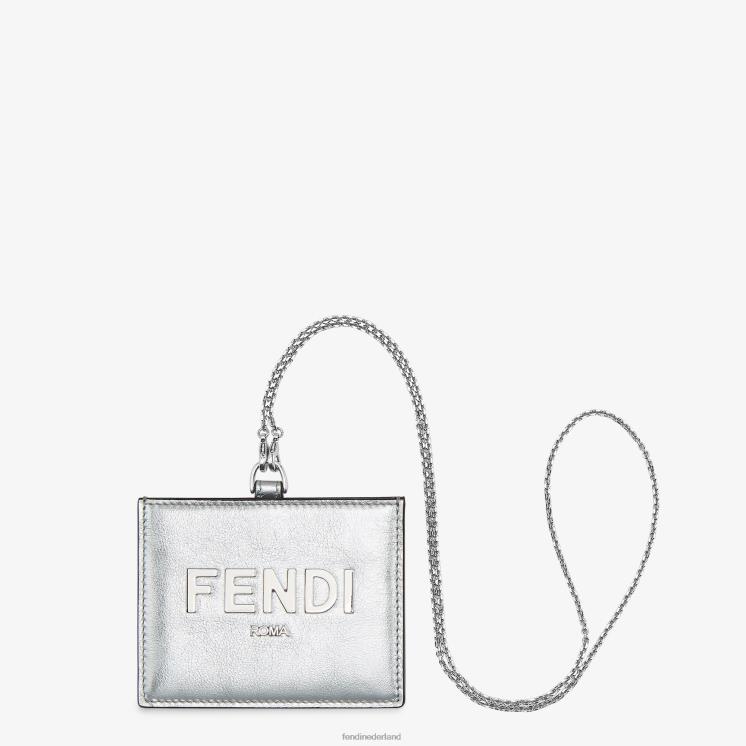 vrouwen accessoires Fendi 0J62L1442 leren naambadgehouder zilver