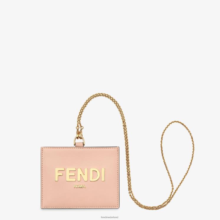 vrouwen accessoires Fendi 0J62L1539 lederen naambadge roze