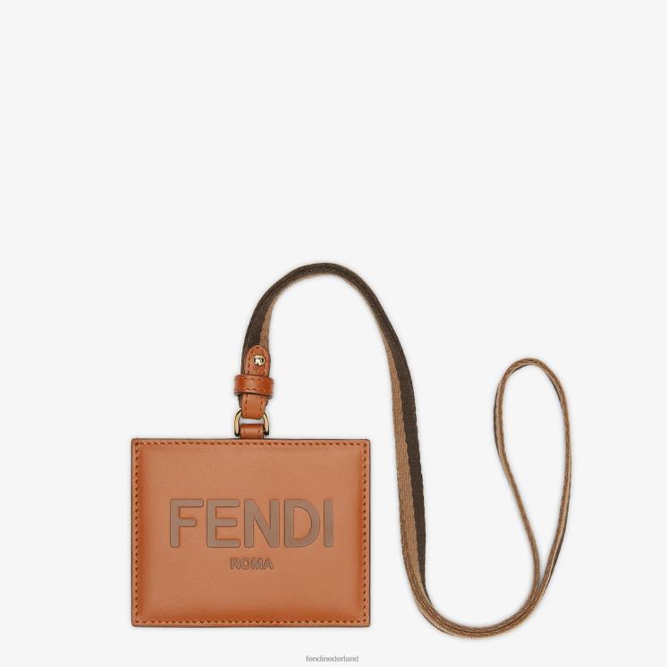 vrouwen accessoires Fendi 0J62L1555 lederen naambadge bruin